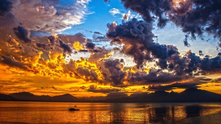 sea, sunset, boat