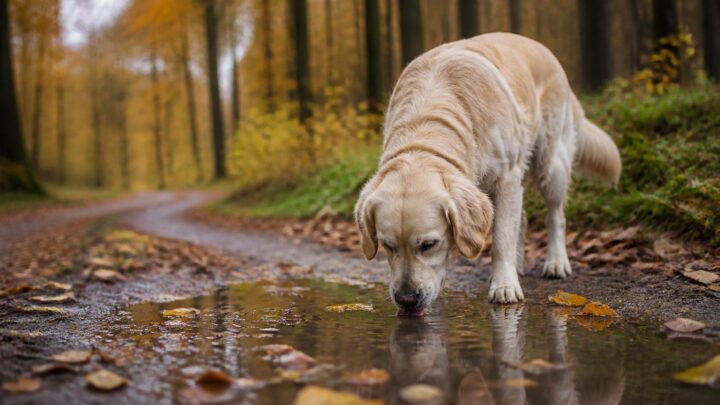 Welches Wasser dürfen Hunde trinken? Trinkwasser, Pfützen und Regenwasser im Herbst